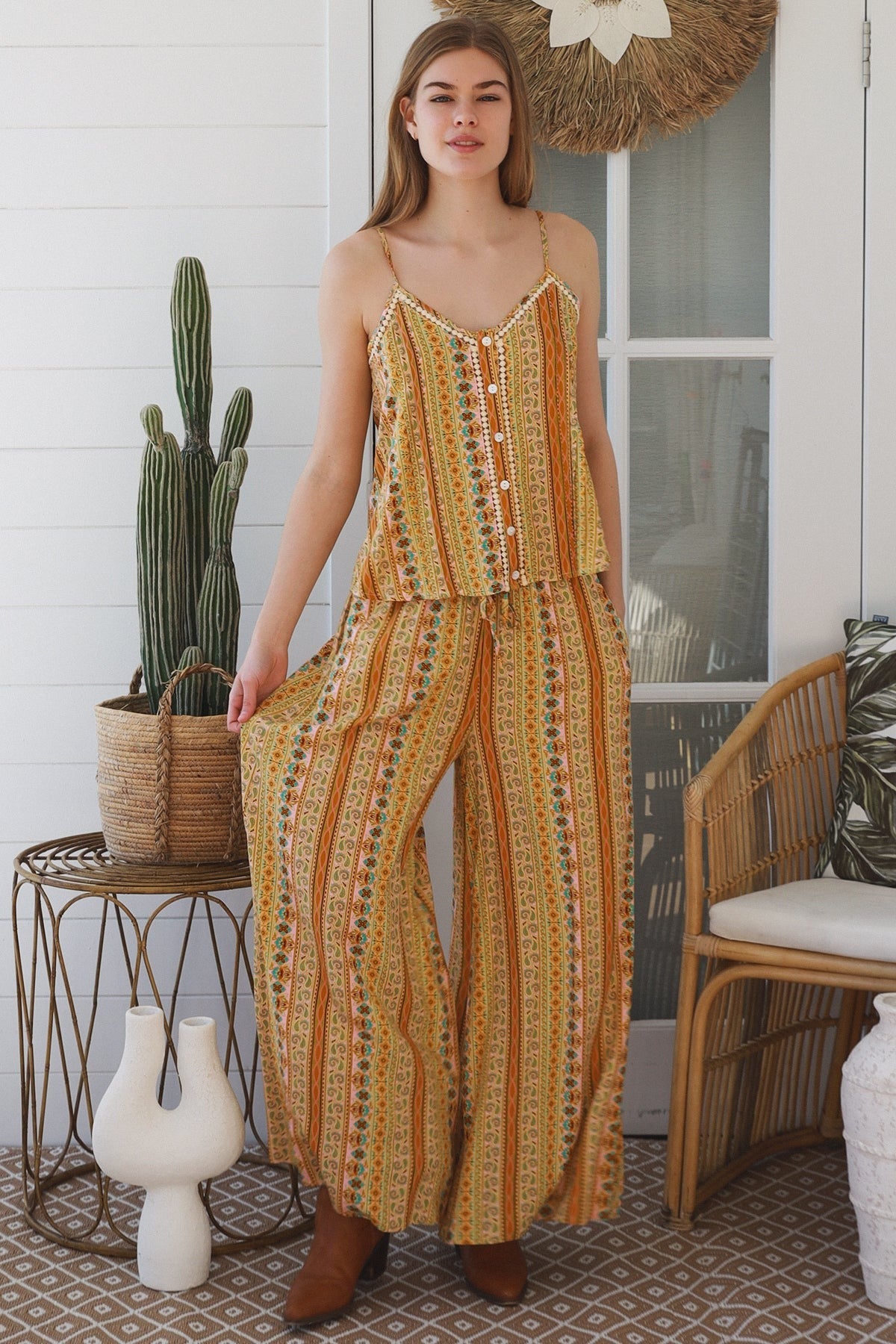 Amara Slip Top - Mustard Paisley - Isabella The Label