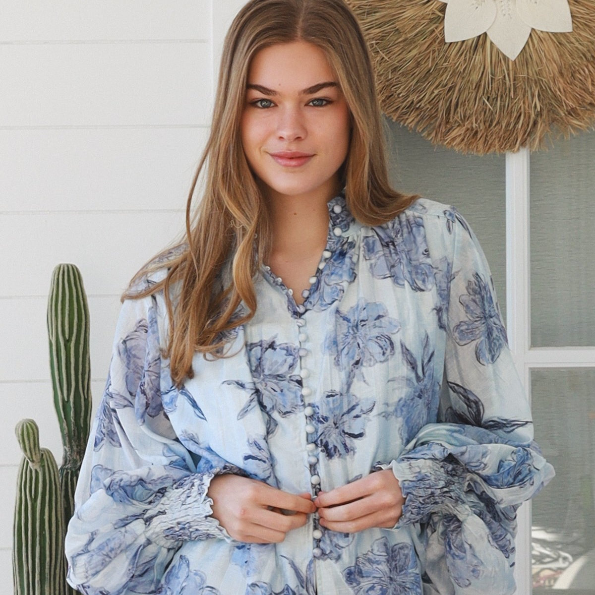 Imogen Blouse - Blue Floral - Isabella The Label