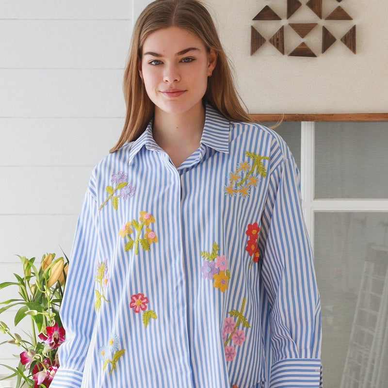 Poppy Stripe Shirt - Blue