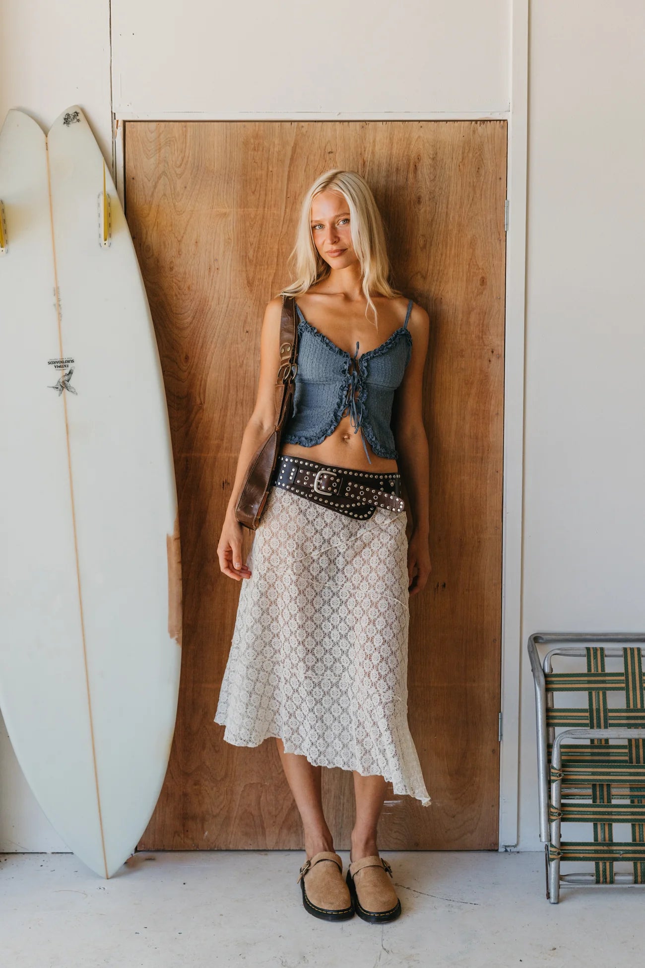 Alba Tie-Front Cami Top - Blue
