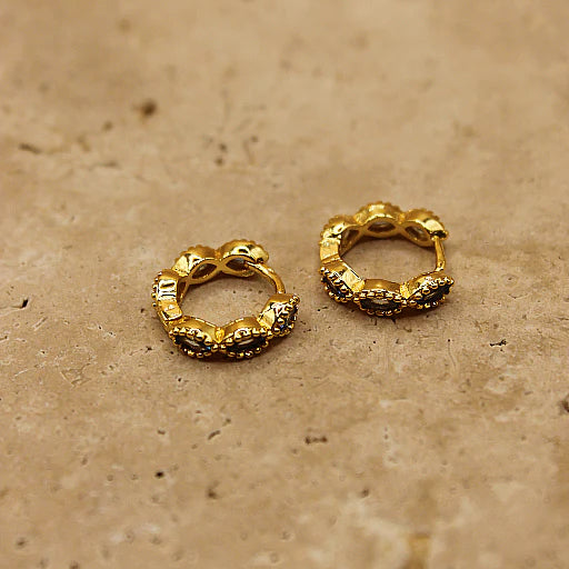 Amelia Hoop Earrings - Aquamarine / Gold