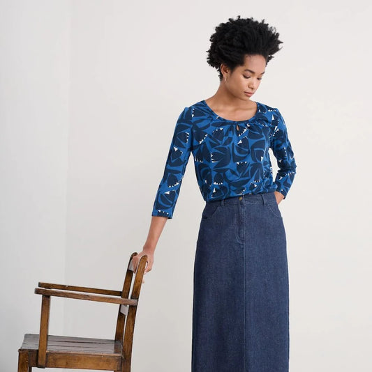 3/4 Appletree Top - Floral Cutout Ink