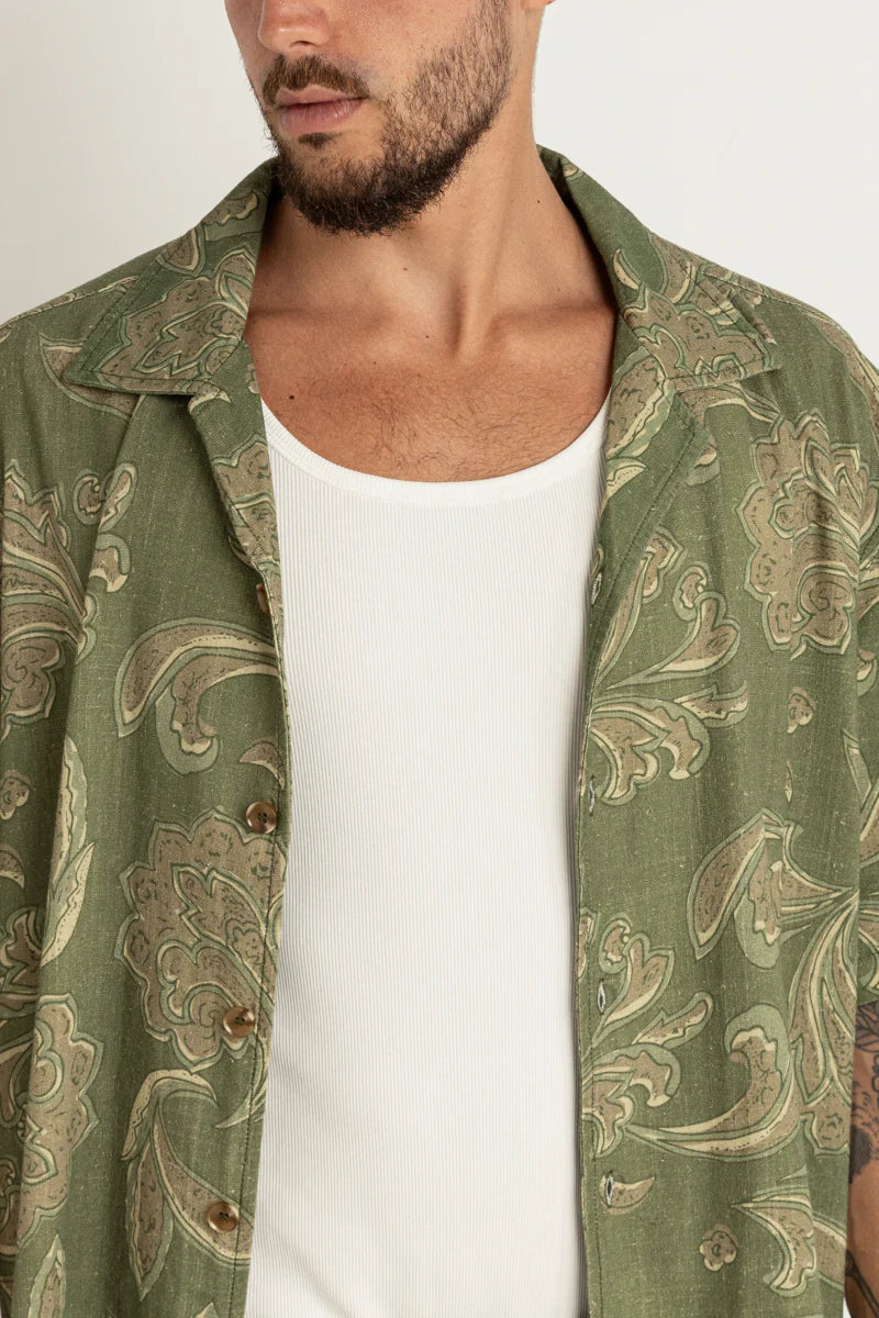 Astral Bloom SS Shirt - Olive