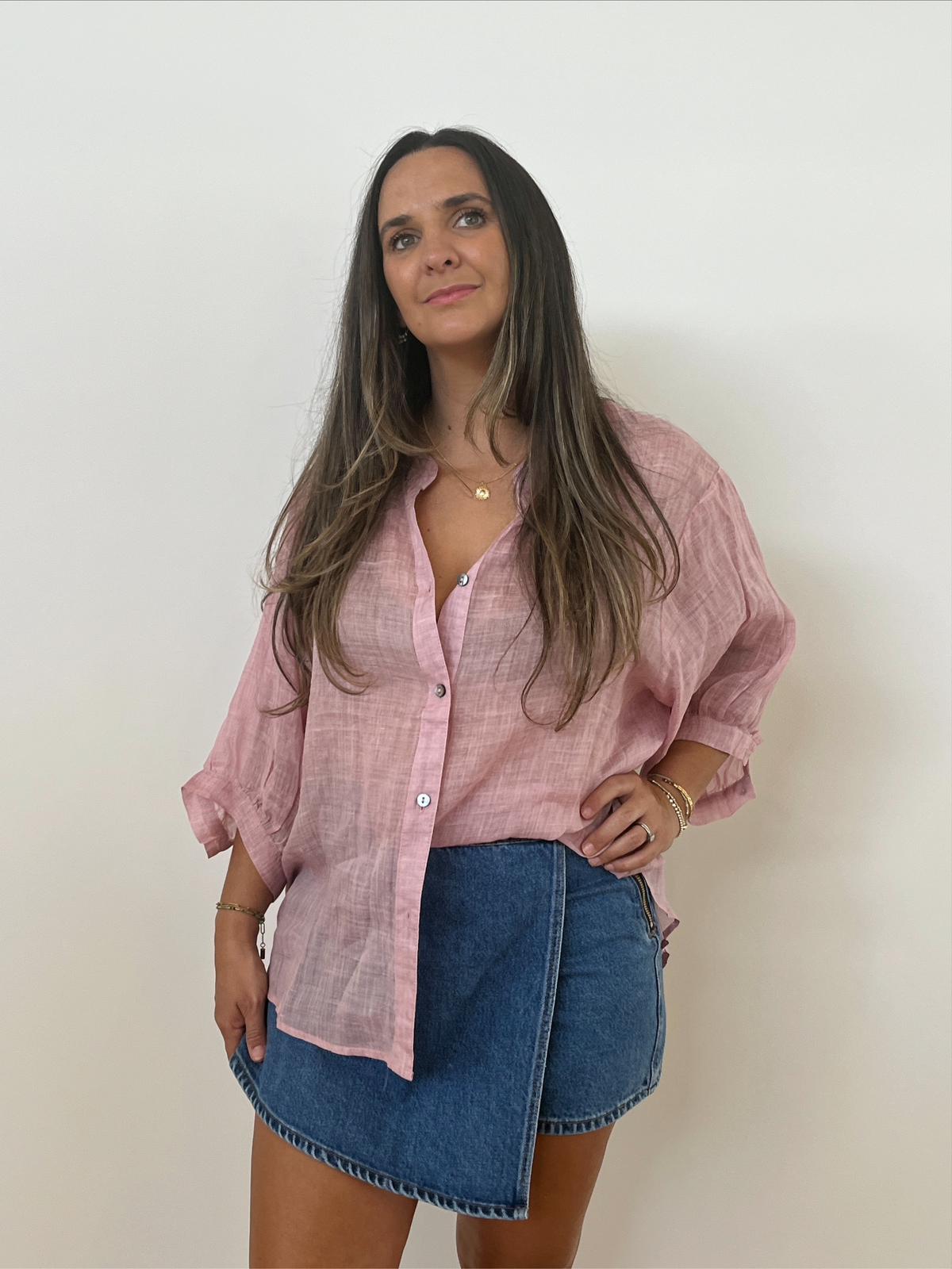 Aurora Linen Shirt - Light Pink