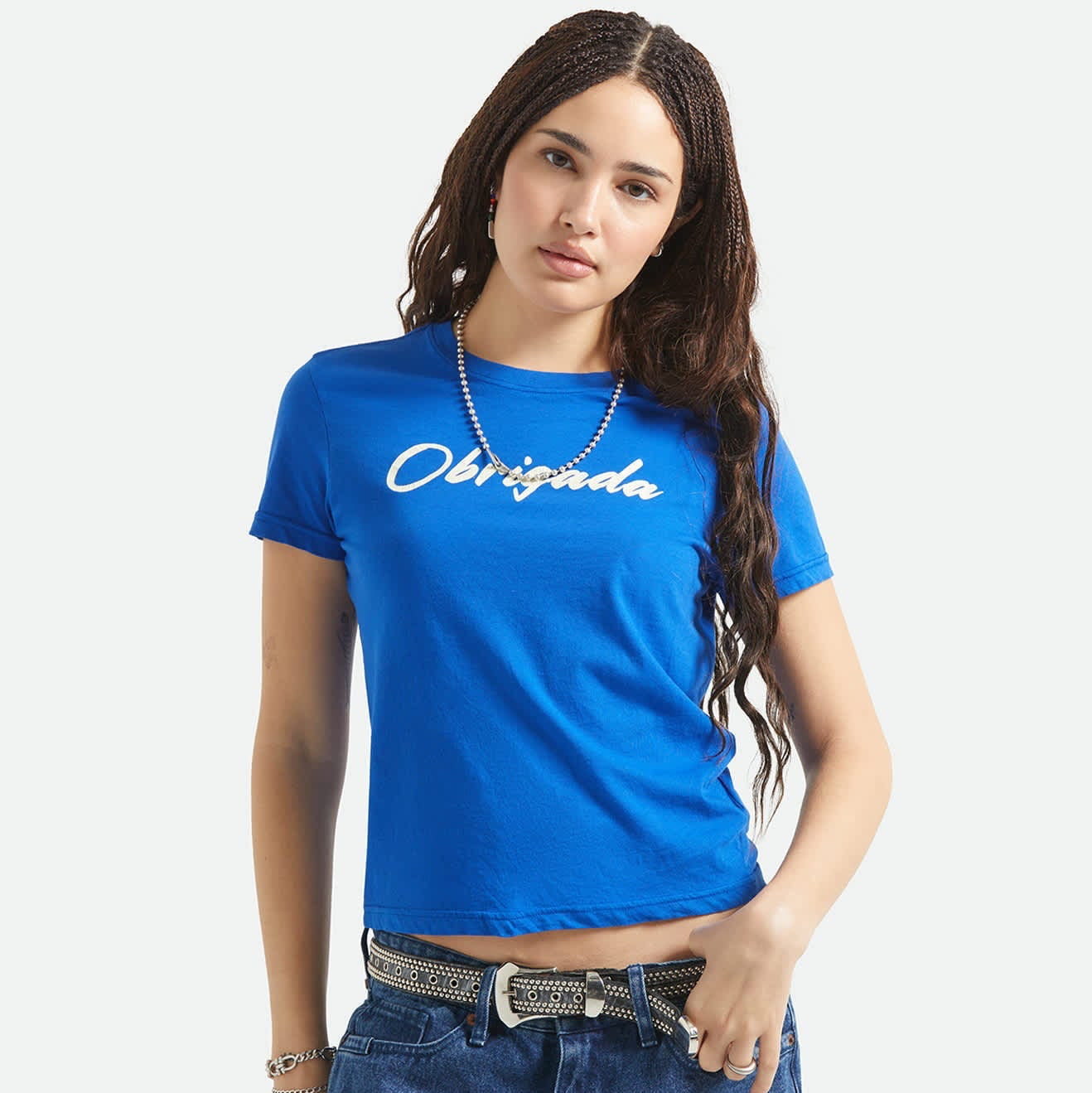 Thank You Slim Crew Tee - Sunrise Blue
