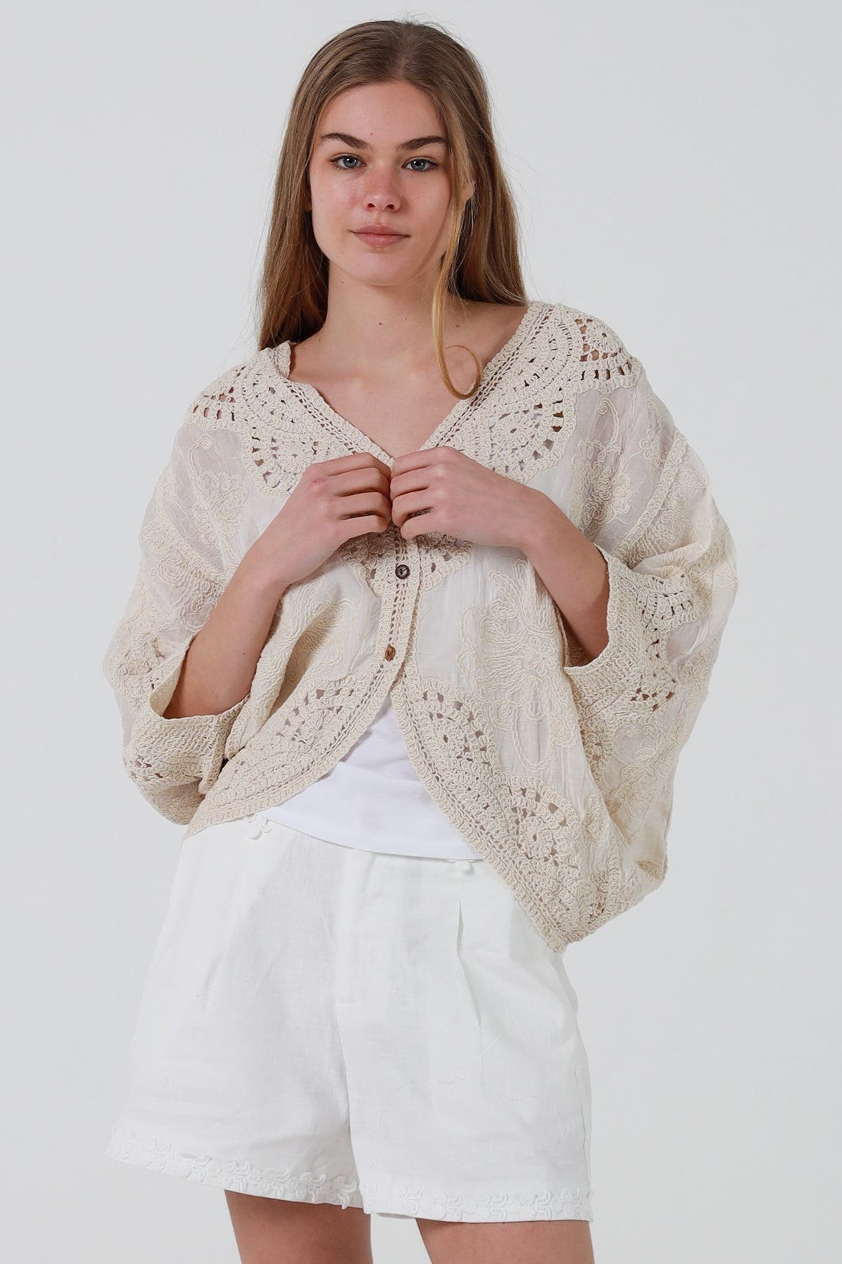 Romy Broderie Top - Beige - Isabella The Label