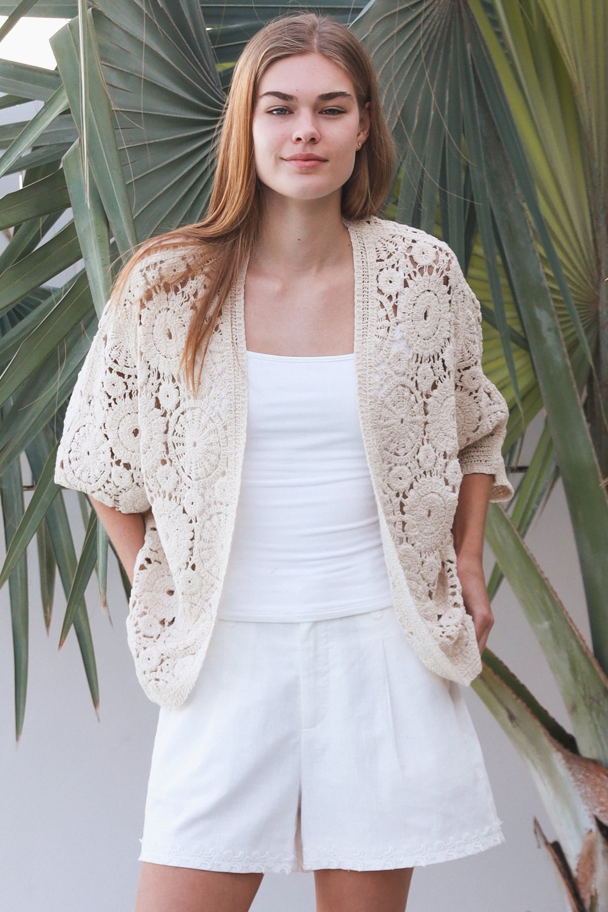 Rosalie Crochet Cardigan - Beige - Isabella The Label