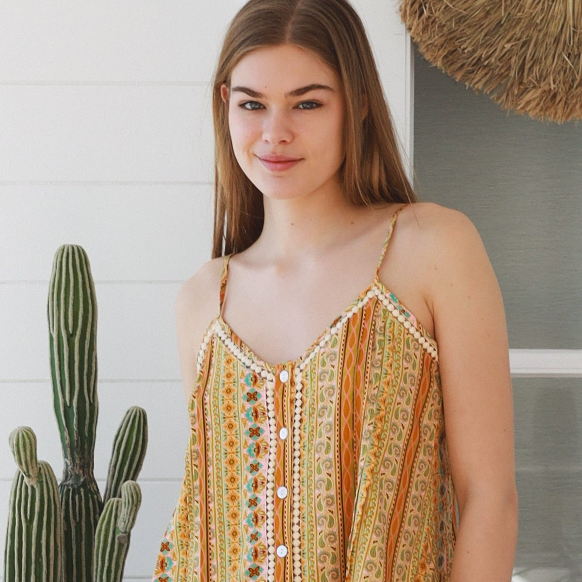 Amara Slip Top - Mustard Paisley - Isabella The Label