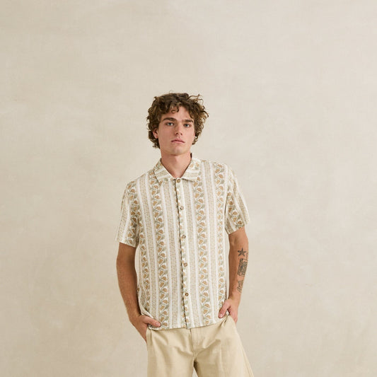 Paisley Stripe SS Shirt - Natural - Rhythm at Reborn Code