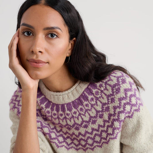 Port Kinnis Merino Jumper - Wag Tail Aran Spring Heather