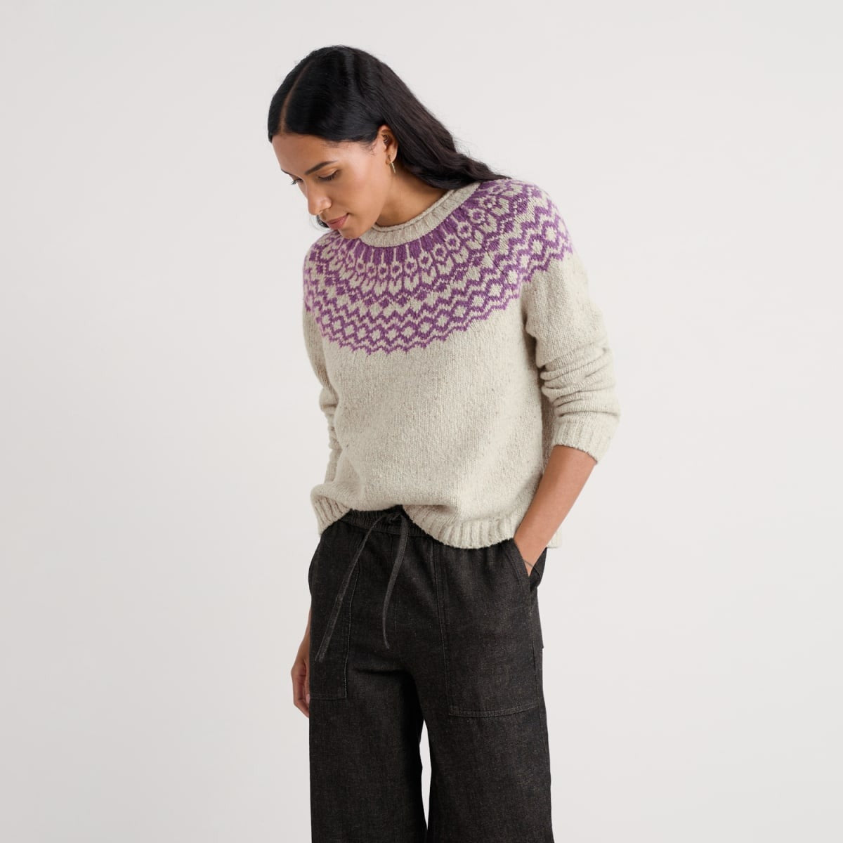 Port Kinnis Merino Jumper - Wag Tail Aran Spring Heather