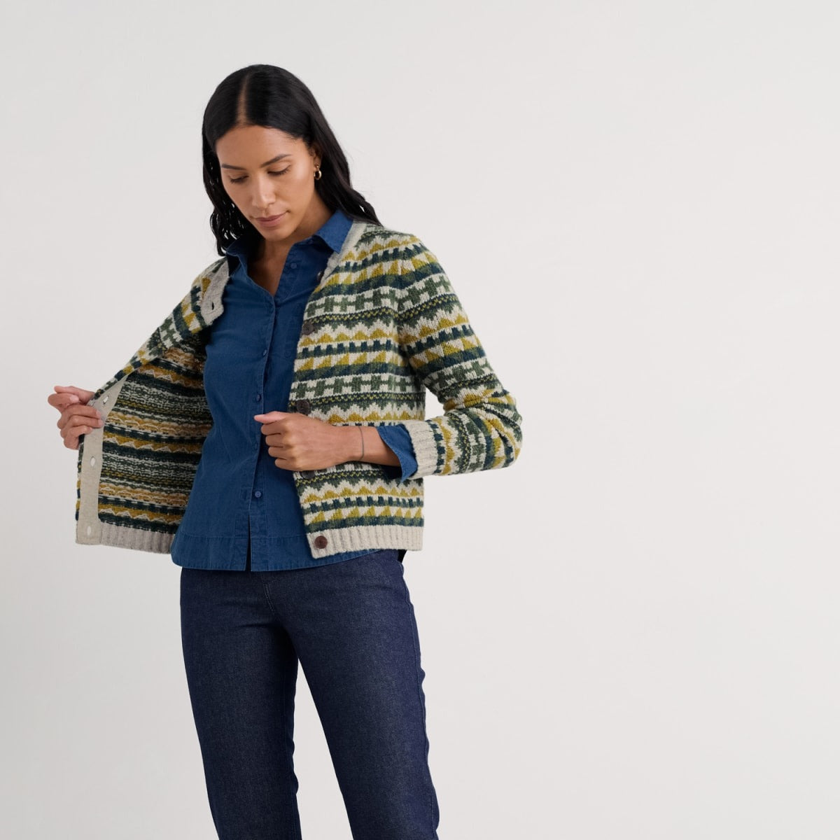 Dawson Pick Fairisle Cardigan - Zig Zag Geo Alpine Galley Mix