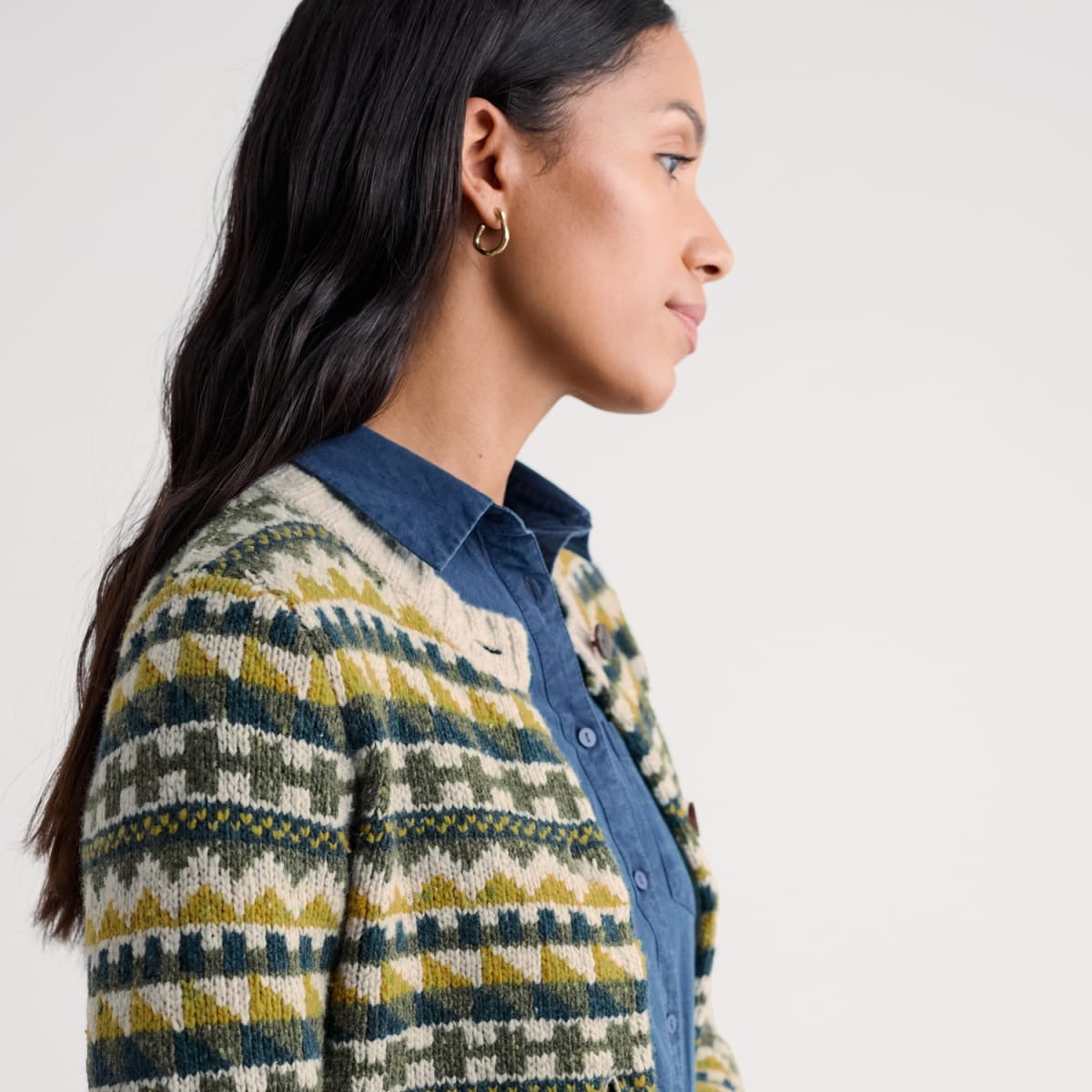 Dawson Pick Fairisle Cardigan - Zig Zag Geo Alpine Galley Mix