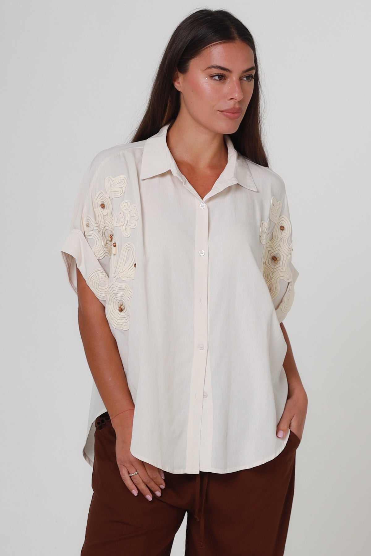 Posy Floral Shirt - Cream - Isabella The Label