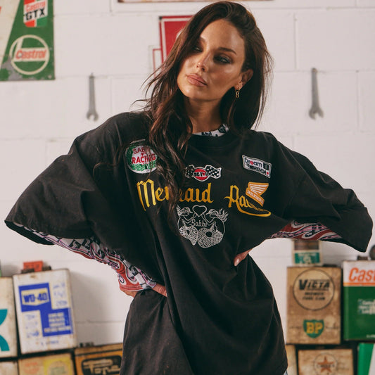 The Very Oversized Racing Badges Tee - Black