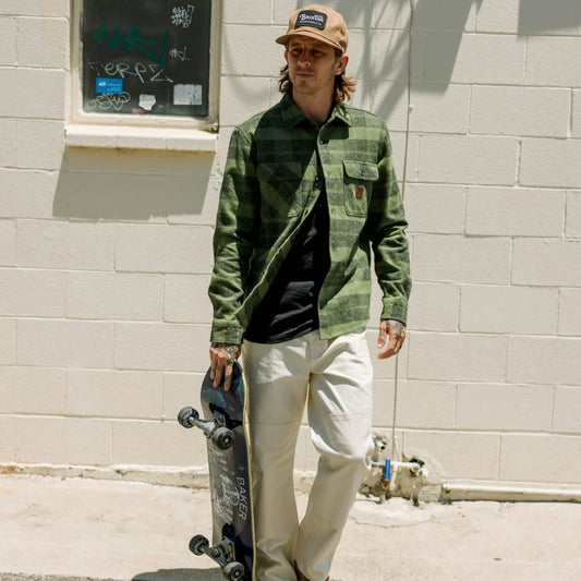 Bowery Heavyweight L/S Flannel - Cypress Green/Black