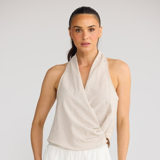 Brielle Top - Natural White Check