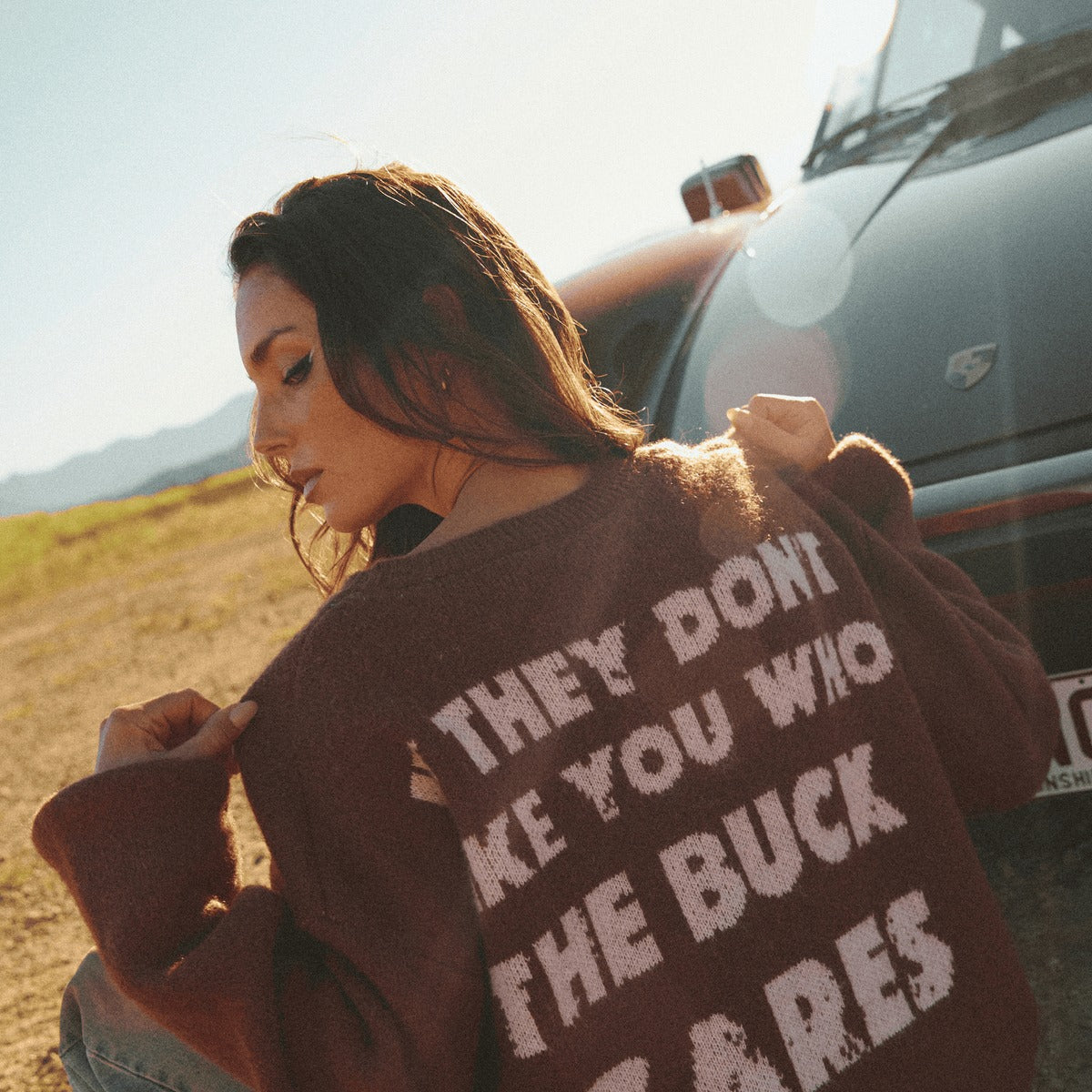 The Who The Buck Cares Knit Jumper - Blush/Chocolate