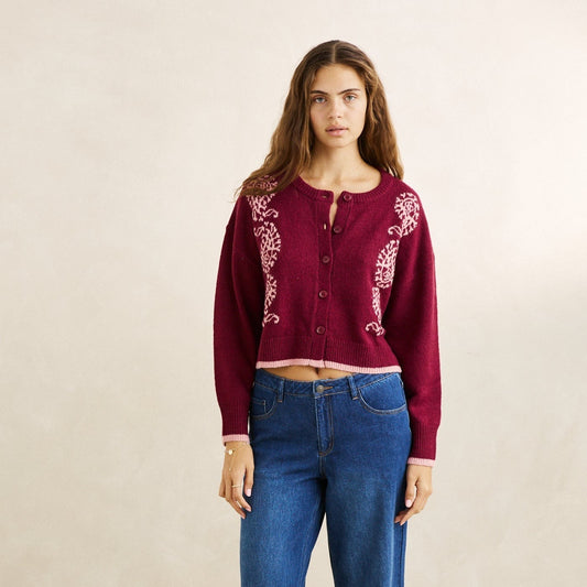 Sandy Crop Cardigan - Plum