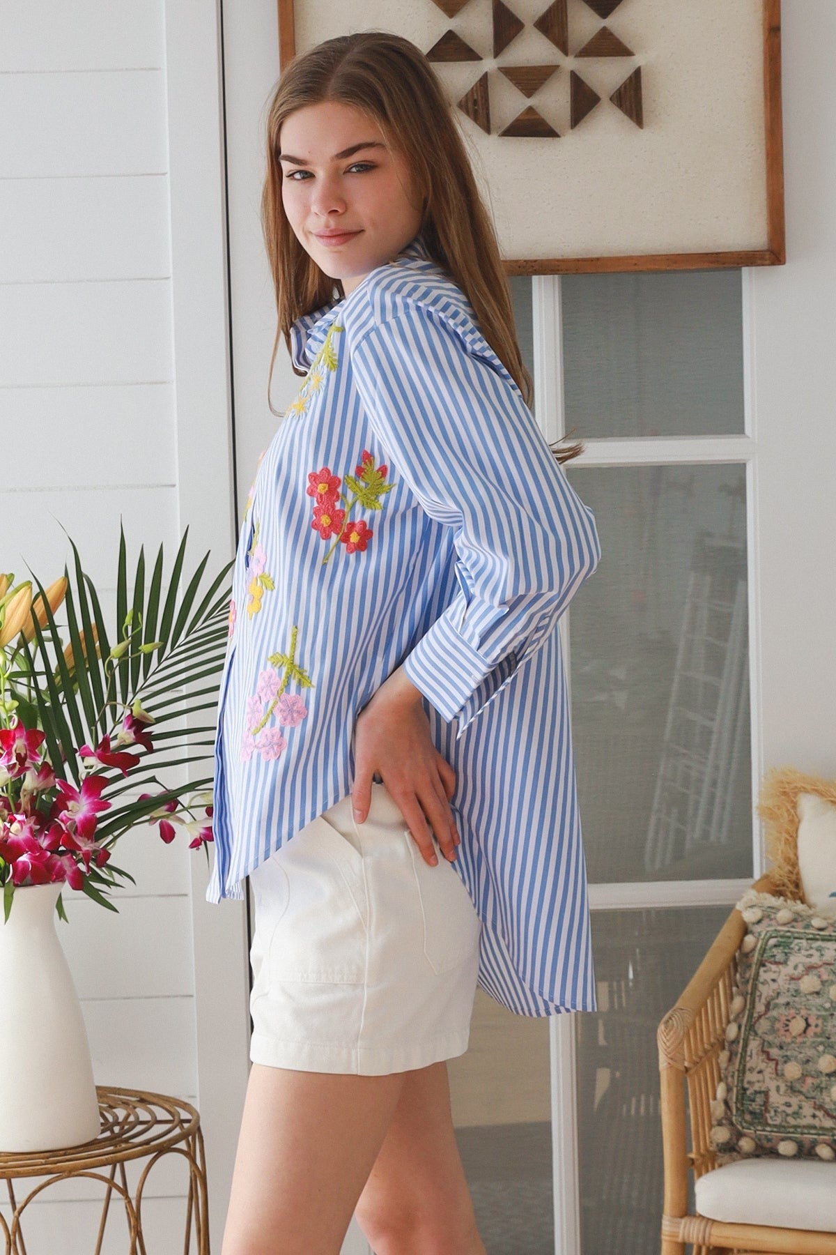 Poppy Stripe Shirt - Blue - Isabella The Label