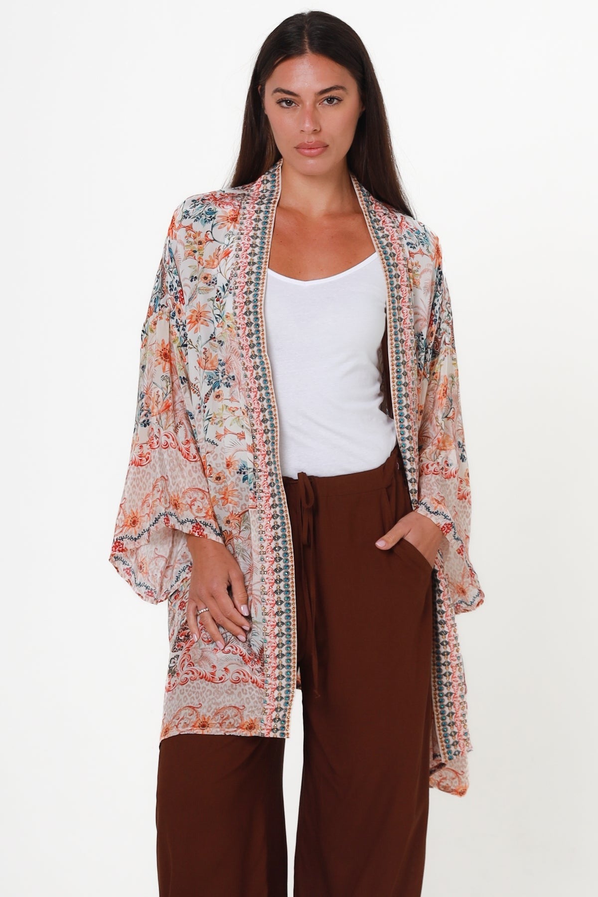 Elodie Kimono - Peach Paisley - Isabella The Label