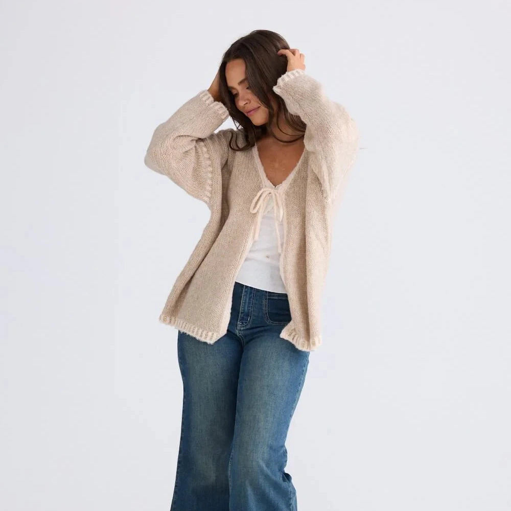 Calla Tie Cardi - Stone