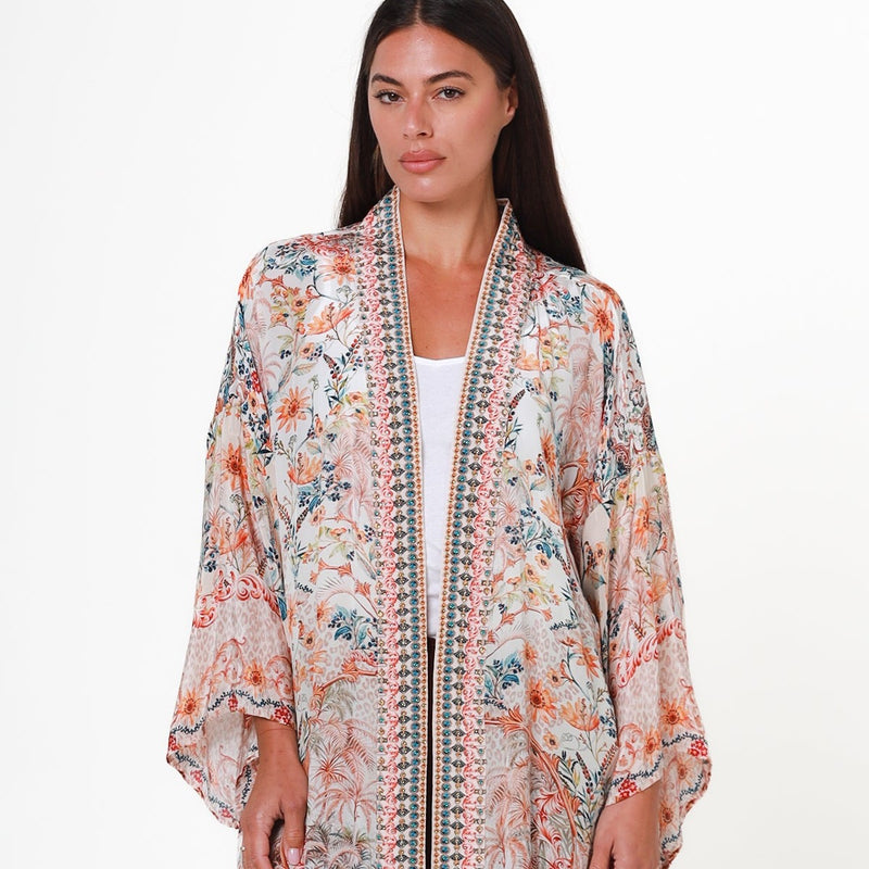 Elodie Kimono - Peach Paisley