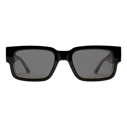 I-SEA Cole Houshmand sunglasses, black leopard frame with smoke polarised lens