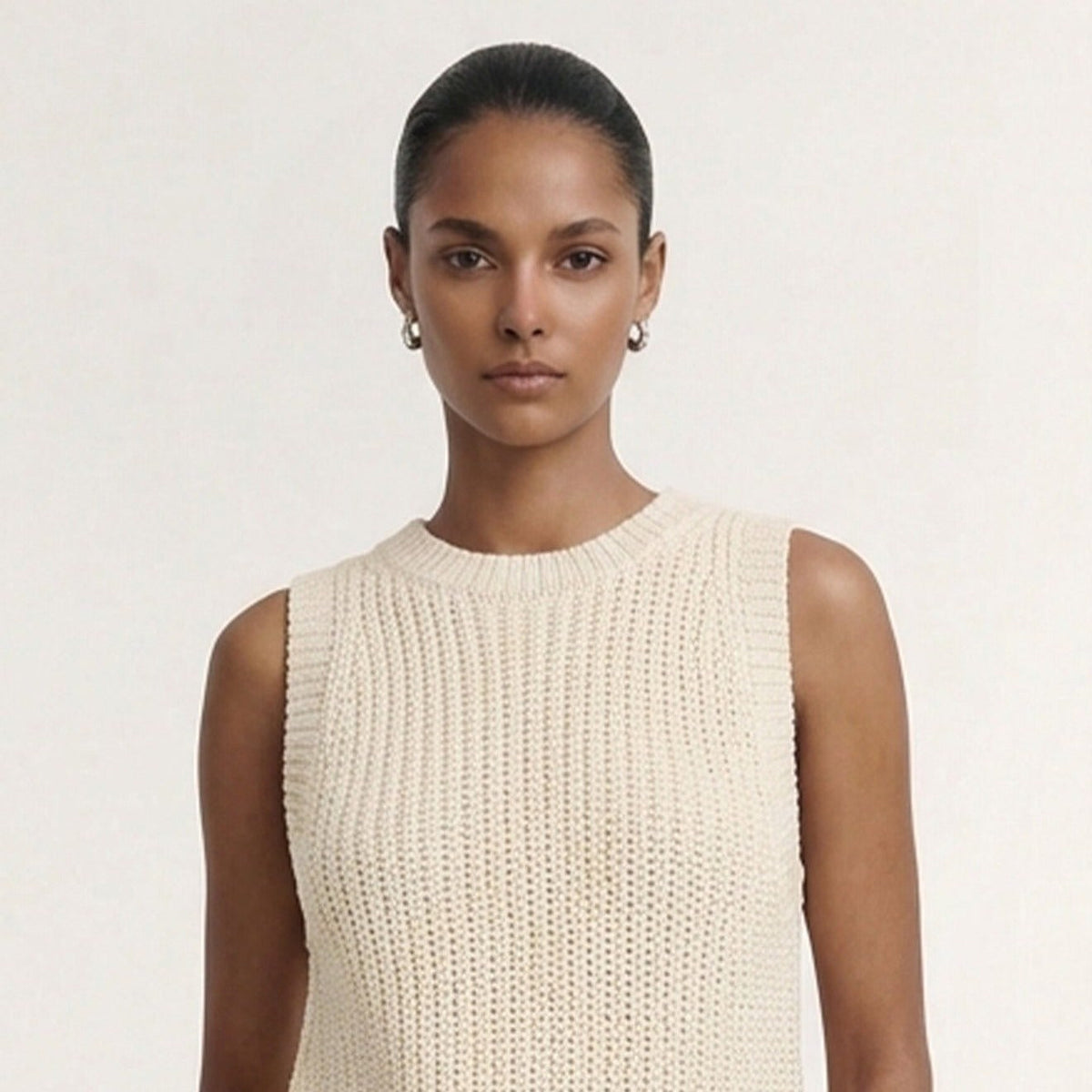 Cove Knit Tank in Natural Beige