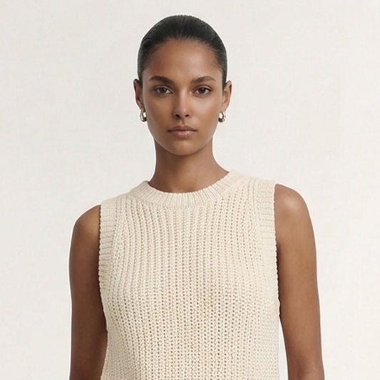 Cove Knit Tank in Natural Beige
