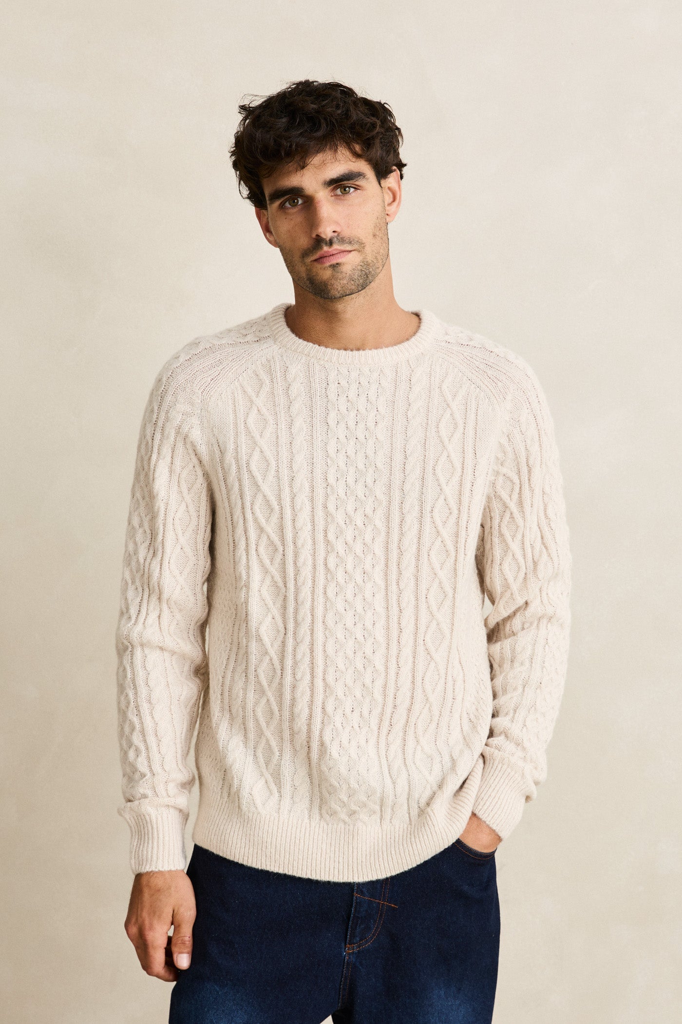 Mohair Fisherman's Knit - Natural