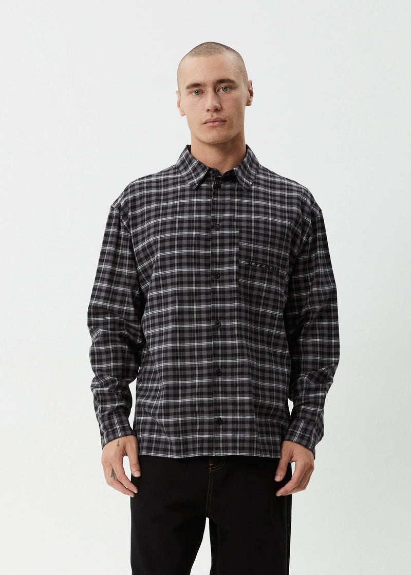 Darkness Recycled Long Sleeve Shirt - Black Check