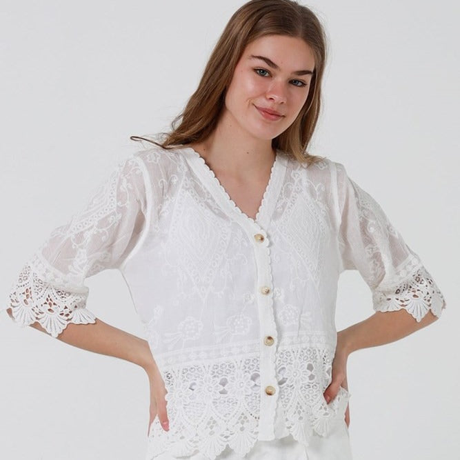 Mabel Lace Top - White