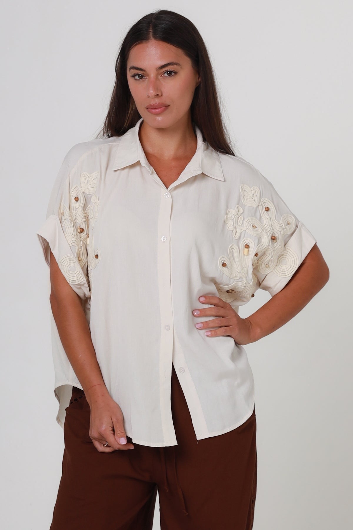 Posy Floral Shirt - Cream - Isabella The Label