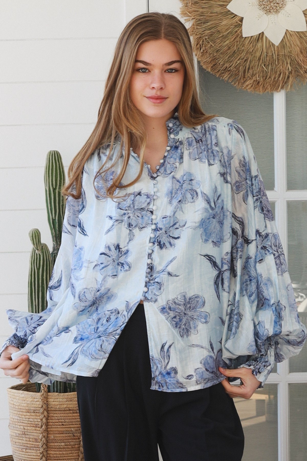 Imogen Blouse - Blue Floral - Isabella The Label