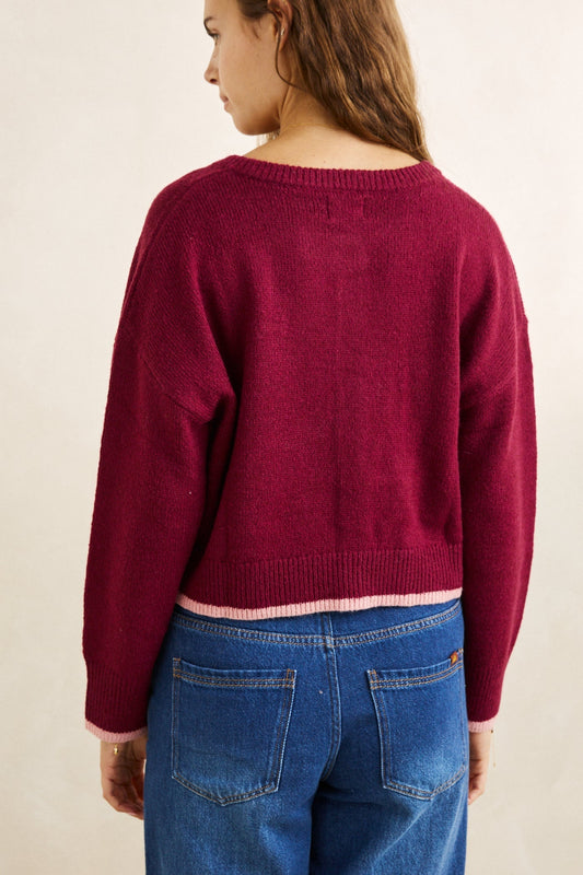 Sandy Crop Cardigan - Plum