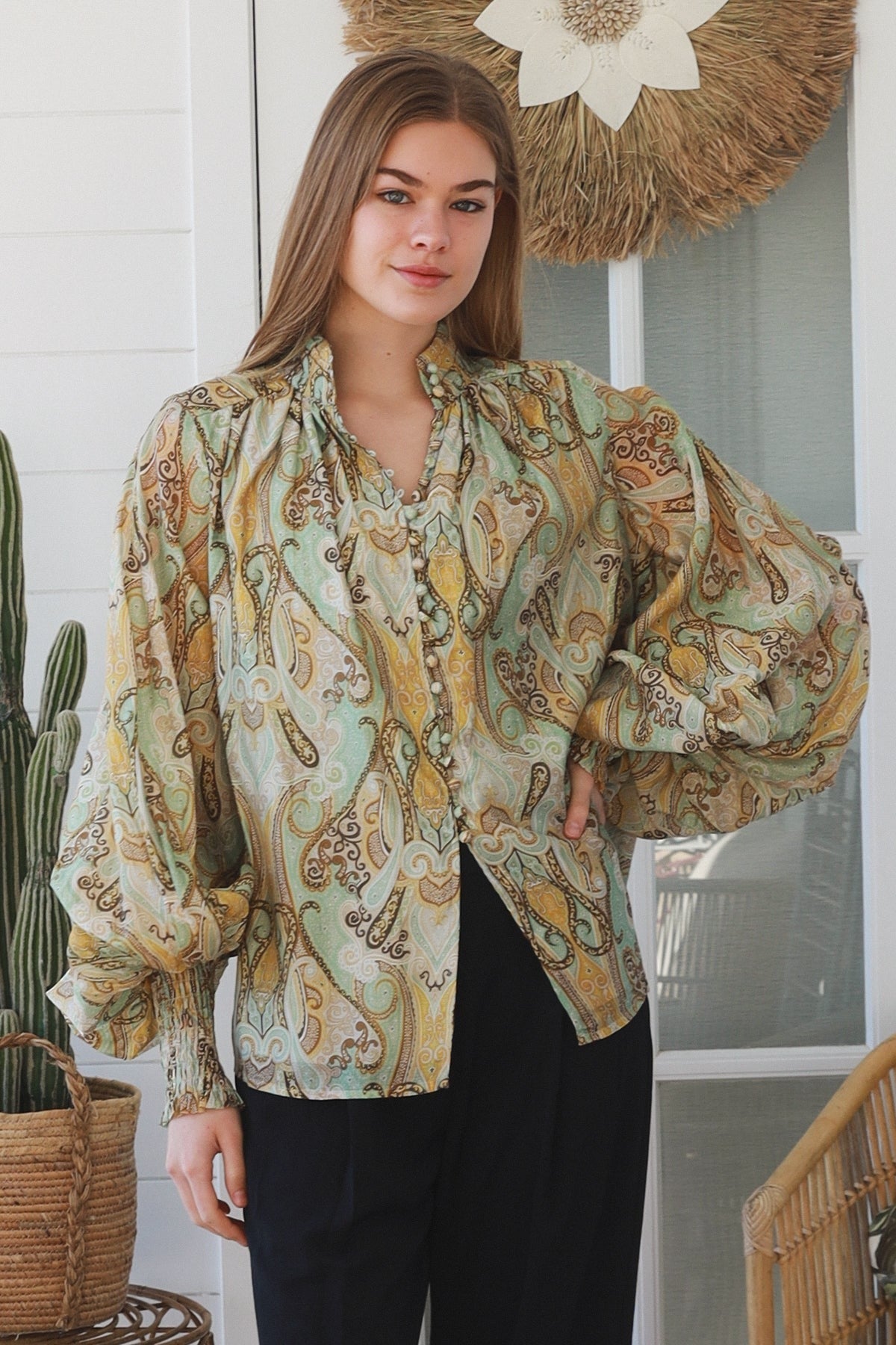 Verity Blouse - Sage Paisley - Isabella The Label