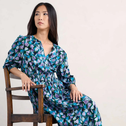Fawn Dress - Crocus Collage Watson Green