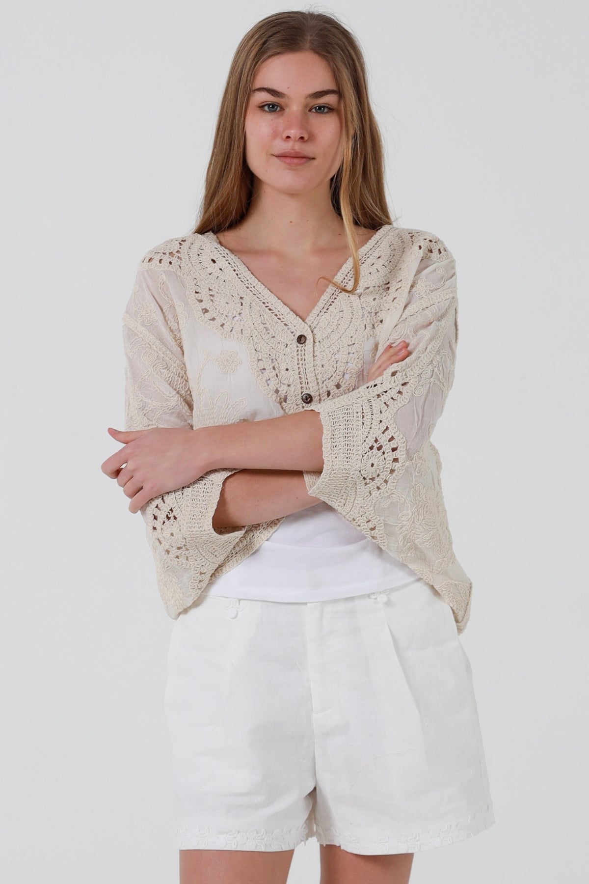 Romy Broderie Top - Beige - Isabella The Label