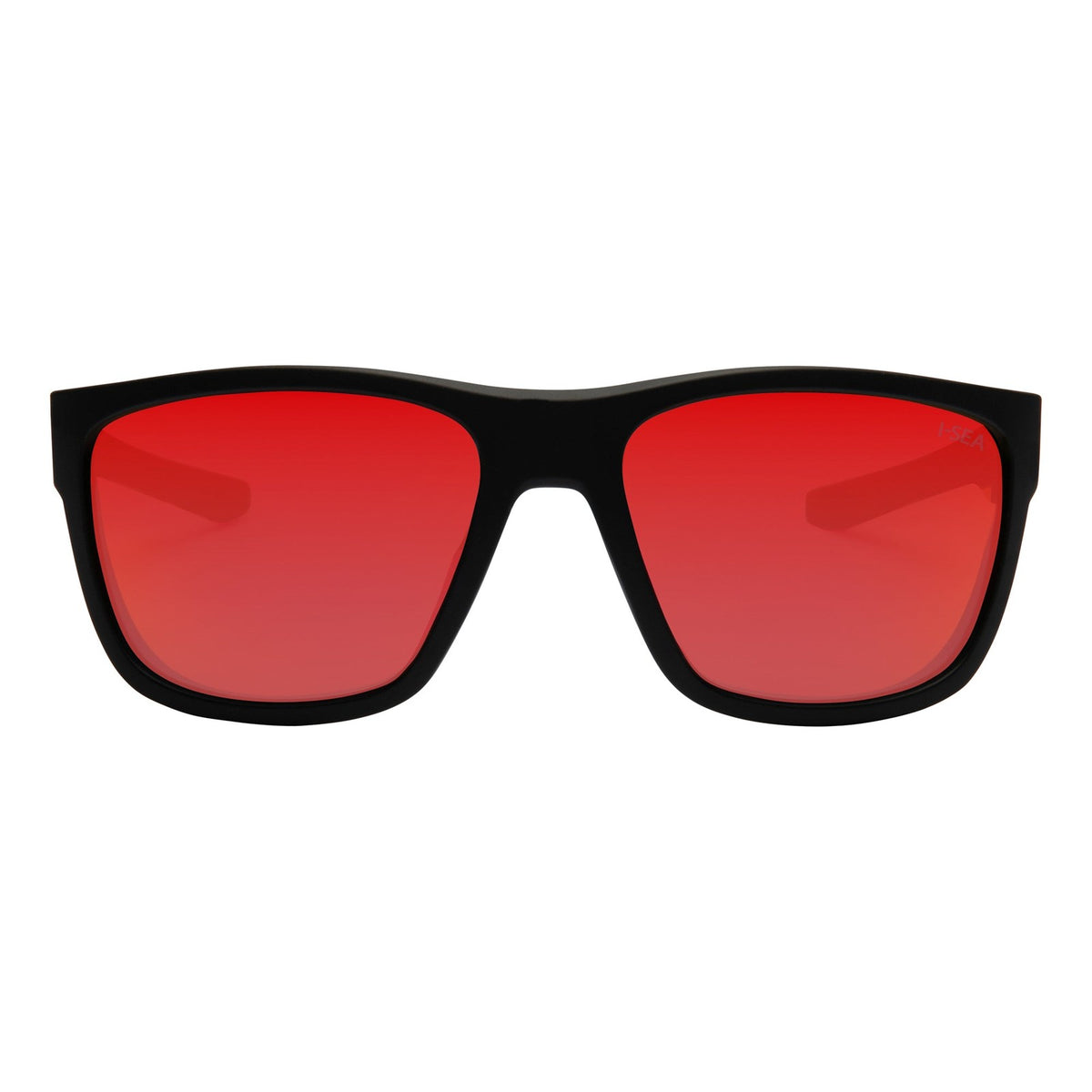 I-SEA Greyson 2.0 sunglasses, black frame with red mirror polarised lens