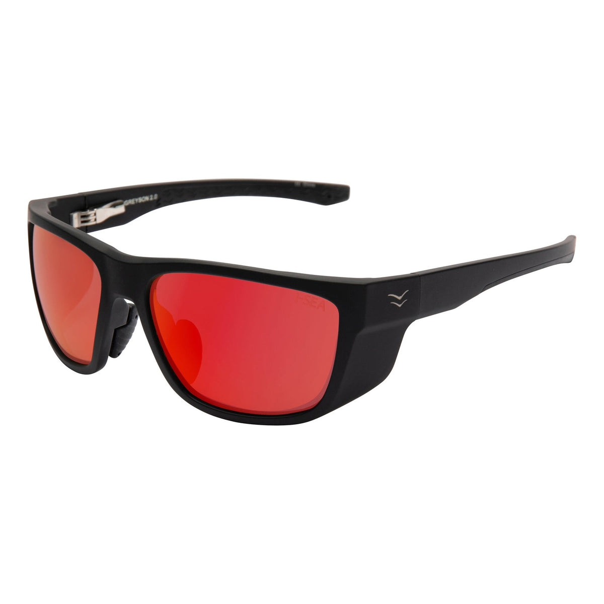 I-SEA Greyson 2.0 sunglasses, black frame with red mirror polarised lens