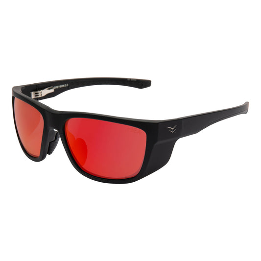 I-SEA Greyson 2.0 sunglasses, black frame with red mirror polarised lens