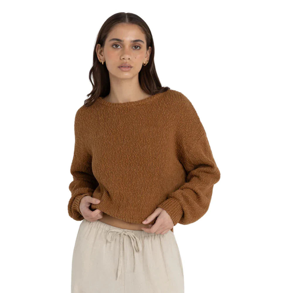 Hailey Boucle Knit Jumper - Coffee