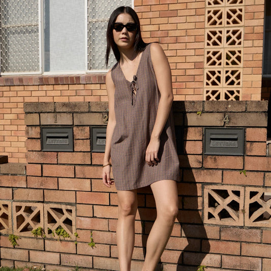 Hometown Michi Recycled Mini Dress - Coffee