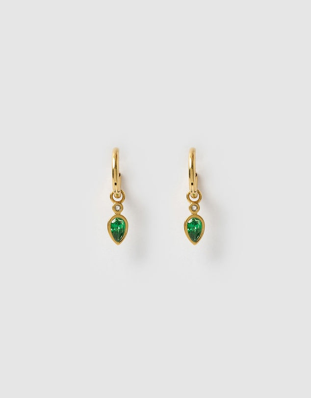 Daisy Gold Earrings - Emerald