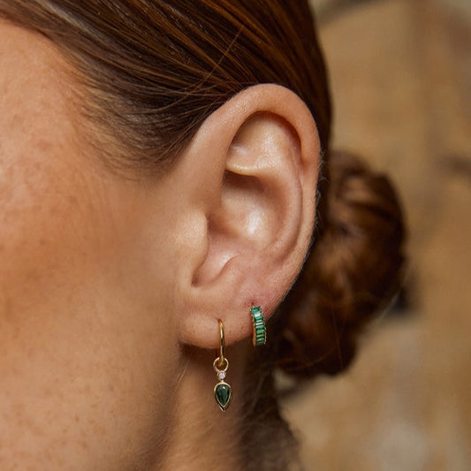 Daisy Gold Earrings - Emerald