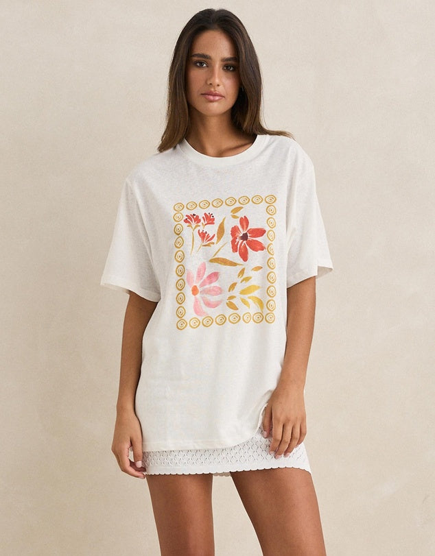 Wildflower Oversized T-Shirt - Vintage White