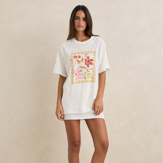 Wildflower Oversized T-Shirt - Vintage White
