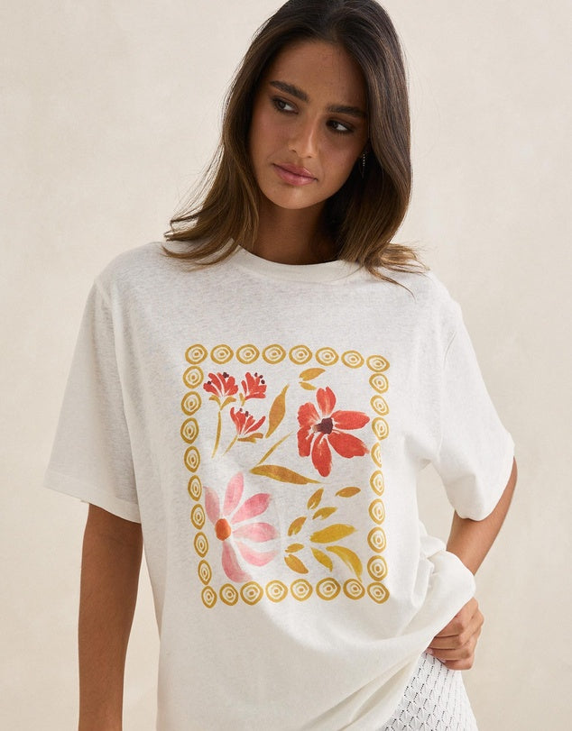 Wildflower Oversized T-Shirt - Vintage White