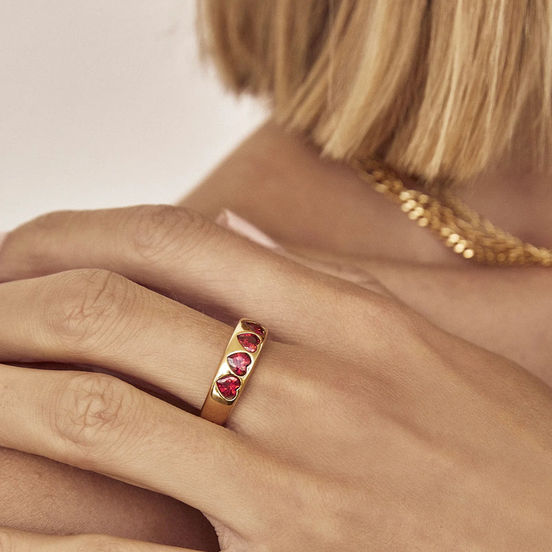 J'adore Gold Ring - Red